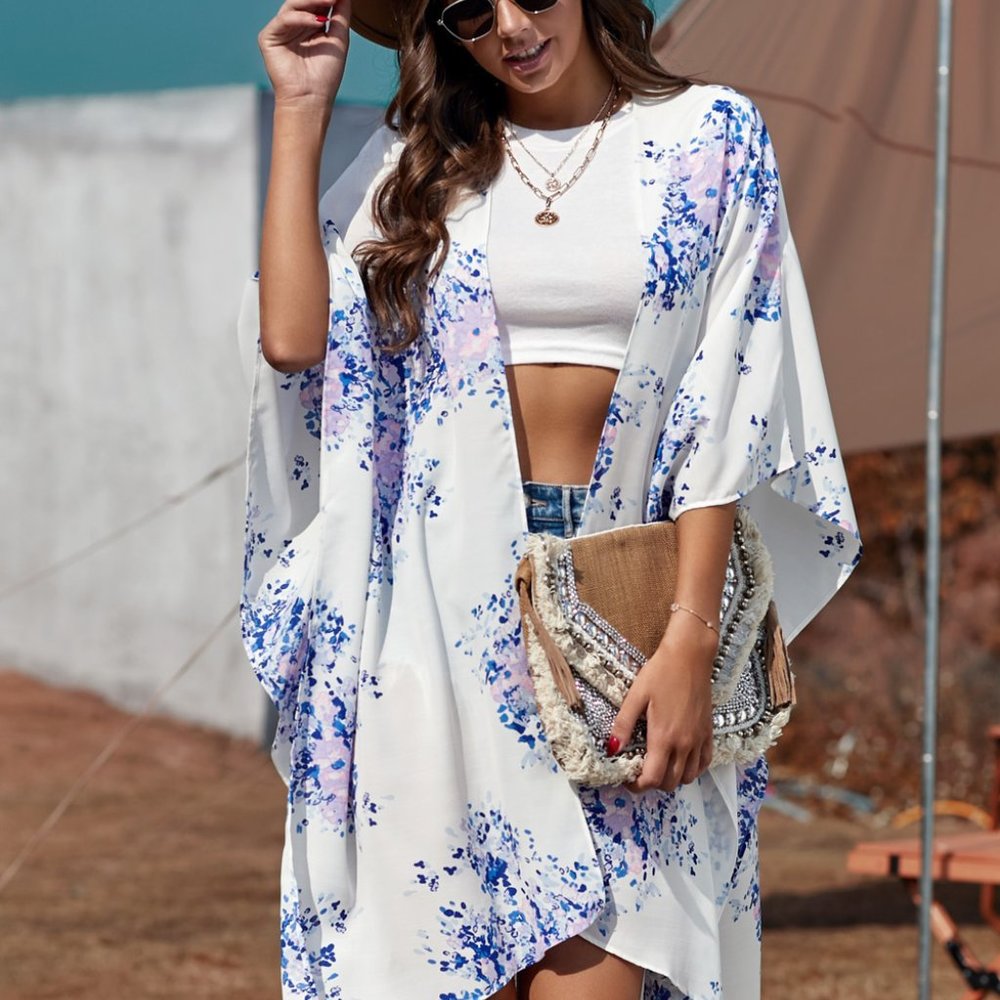 Bohemian Floral Print Kimono
